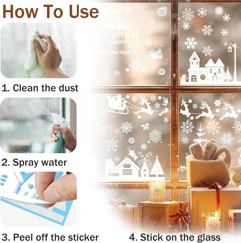 Mersper 261 PCS Christmas Window Clings Snowflake Window Stickers for Holiday Decoration on Glass for Xmas Holiday Home School Office Classroom Decor(9 Sheets) - Image 4